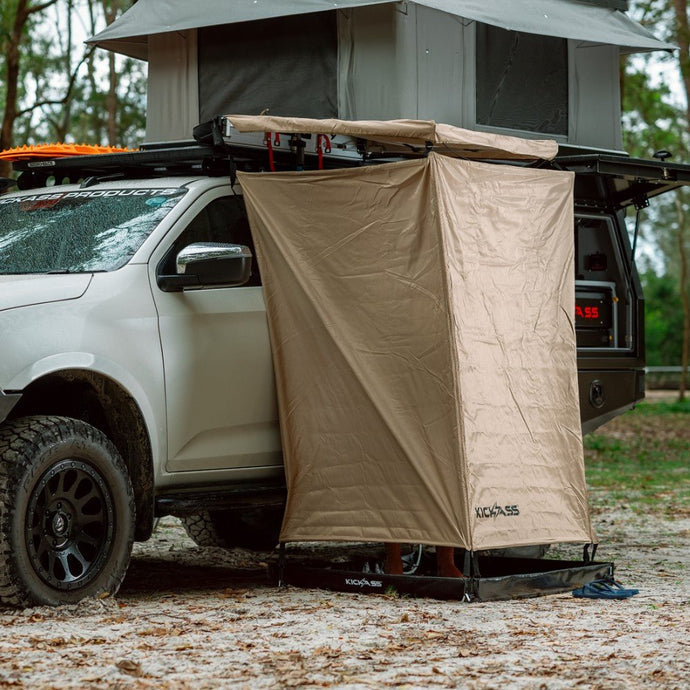 KickAss Premium Shower Awning w/ Roof & LED Light