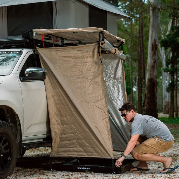 KickAss Premium Shower Awning w/ Roof & LED Light