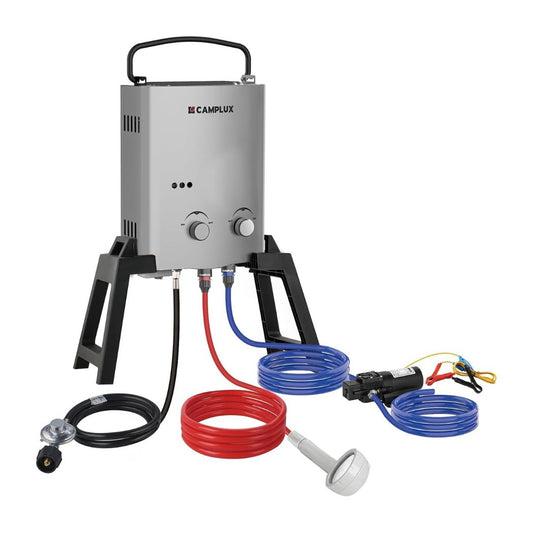 Camplux 1.32 GPM Outdoor Portable Propane Gas Camping Shower with Pump Pack Kits, Grey
