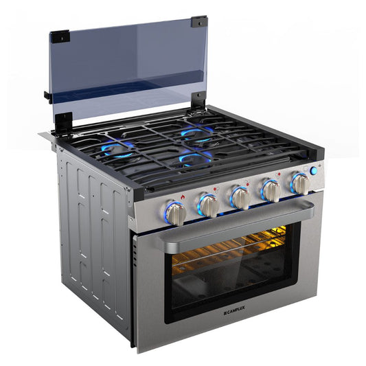 Camplux RV Stove Gas Range Oven w/ 3 Burners Cooktop 17 Inches