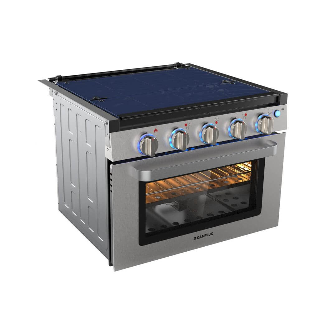 Camplux RV Stove Gas Range Oven w/ 3 Burners Cooktop 17 Inches